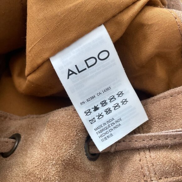 Aldo Fringed Cow Suede Leather Bucket Crossbody Bag Women's Brown Cowgirl Ranch - Picture 8 of 12